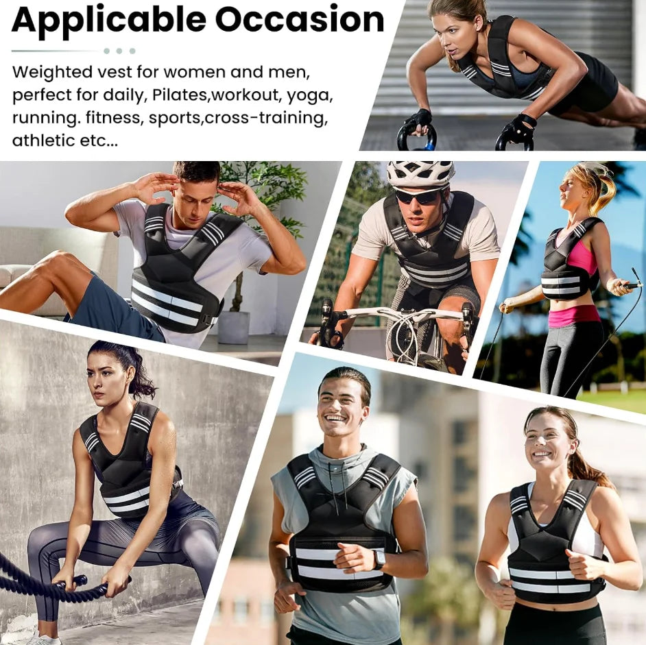 Adjustable Removable Weighted Vest 4-11lb 11-18lb 20-32lb Reflective Breathable