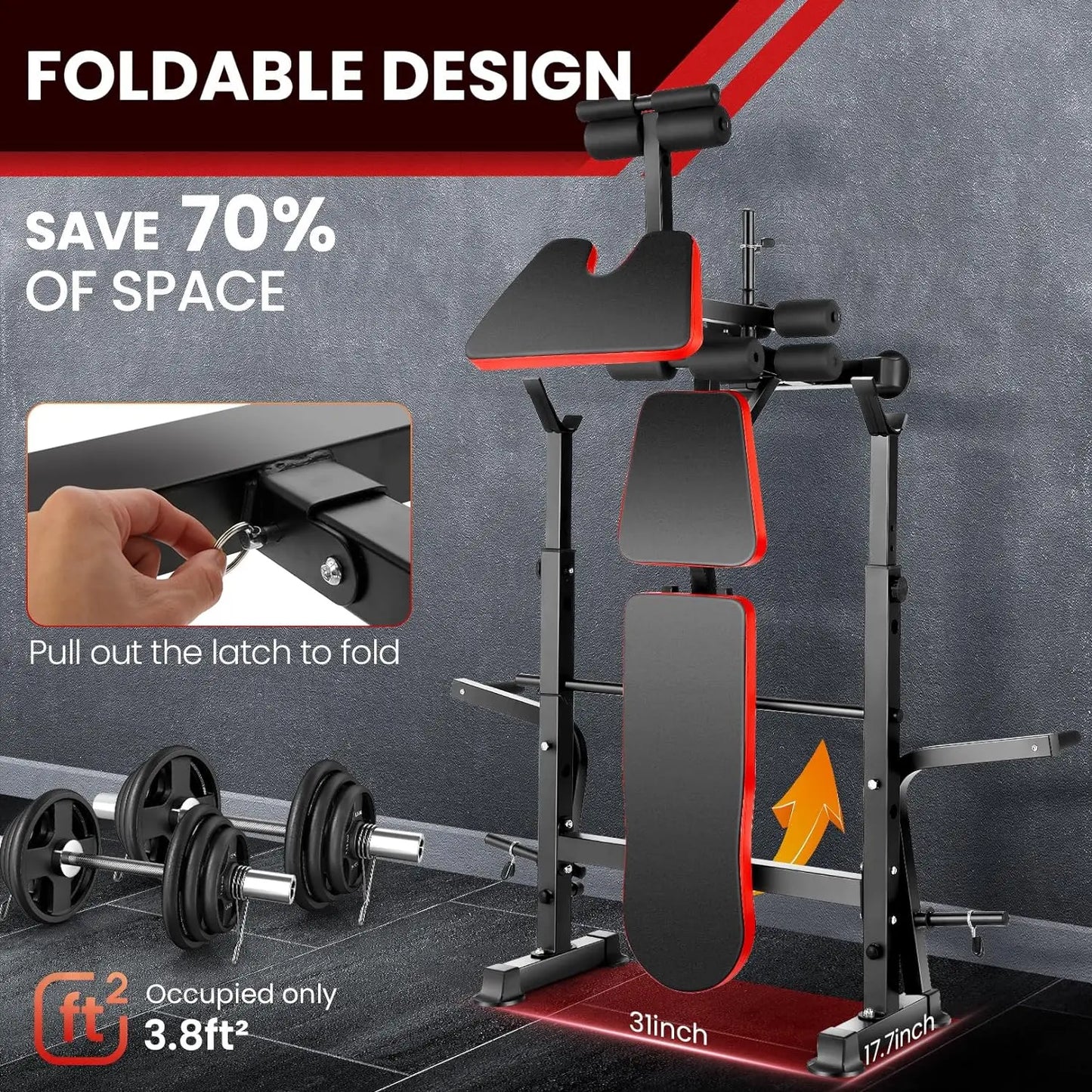 Six In One Weight Bench Set With Squat Rack And Adjustable Incline 660lb