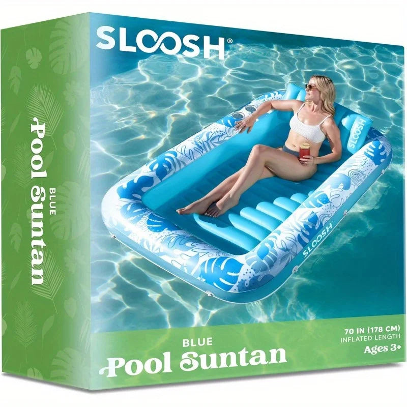 Joyfy 4 In 1 Suntanning Tub Pool Float With PillowSupport