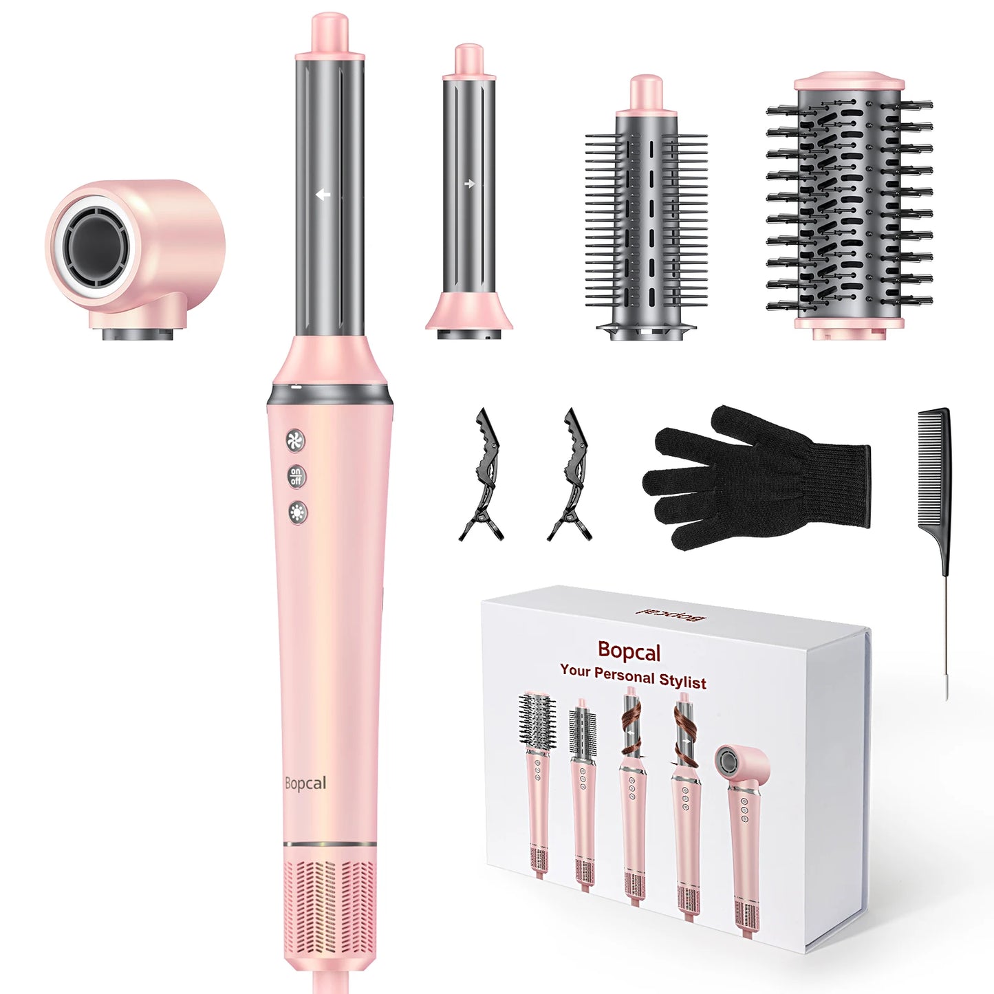 BOPCAL 5In1 Hair Dryer Hot Air Comb Curling Iron 1200W