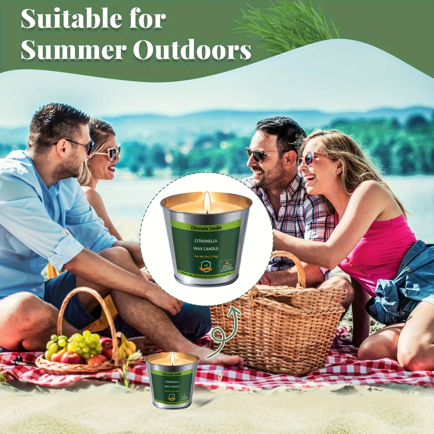 Arhalulu Citronella Candles Outdoor 4 Pack For Patio Parties