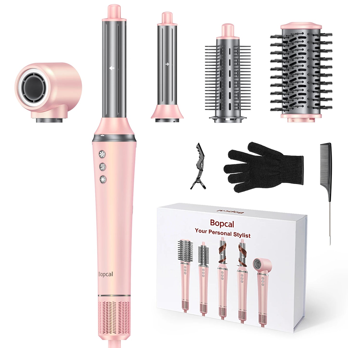 BOPCAL 5 In 1 Hair Dryer With Hot Air Comb And Curling Iron 1200W