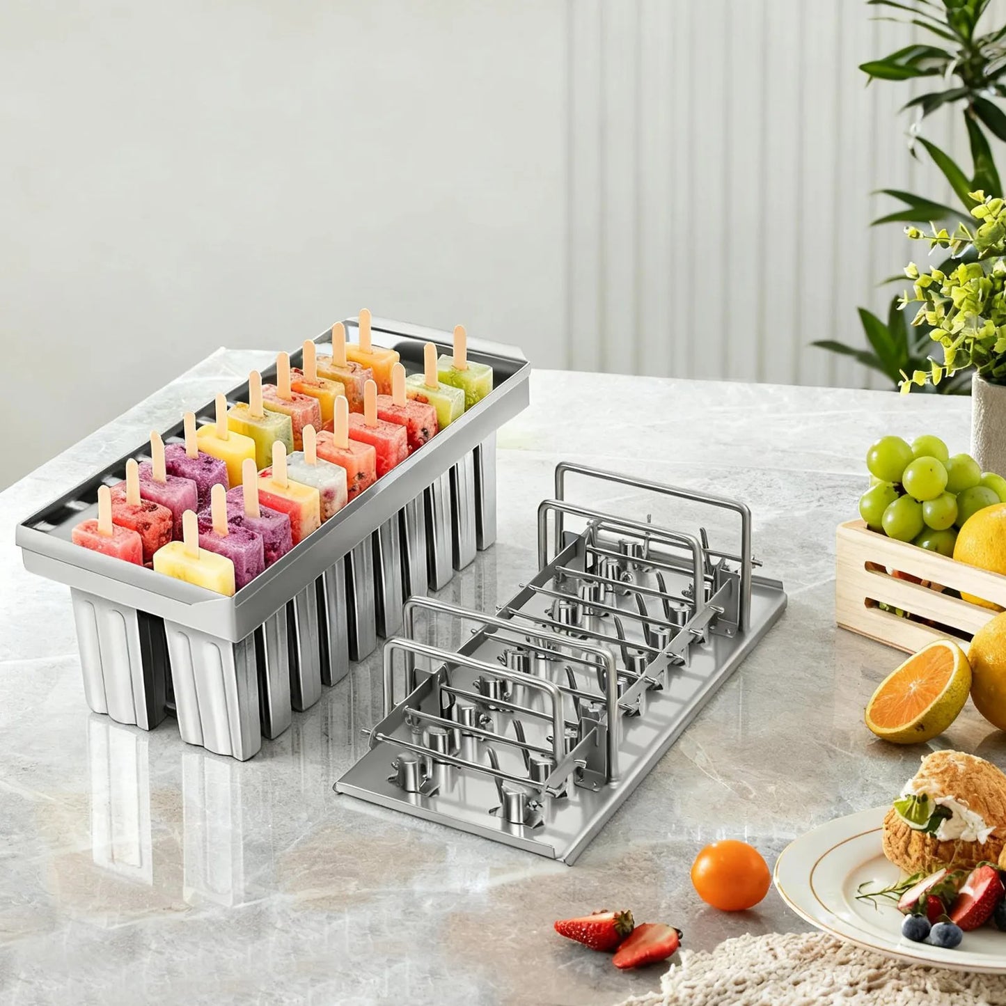 Stainless Steel 20 Cavities Ice Cream Mold Set Home Kitchen