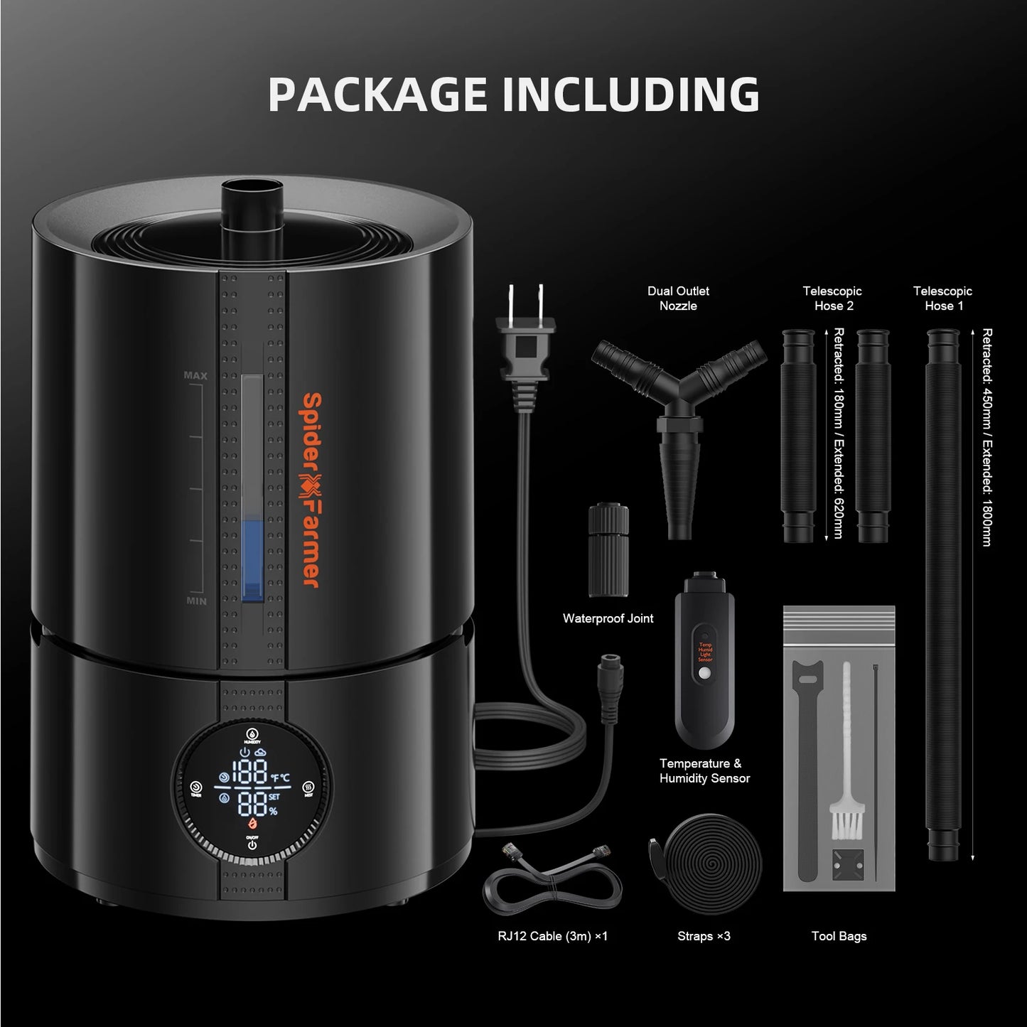 Spider Farmer Ultrasonic Air Humidifier Cool Mist With RJ12 Cable