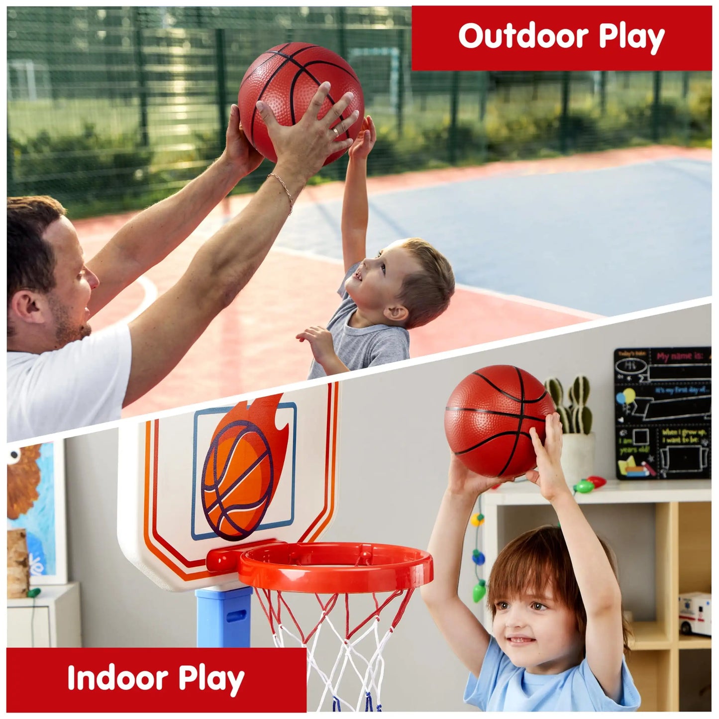 Joyfy Toddler Indoor Basketball Hoop Set With Four Balls