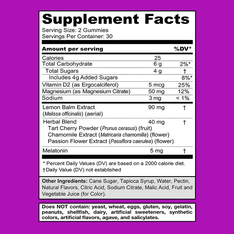 Bunkell Magnesium Complex Gummies Melatonin Vitamin D for Sleep Support