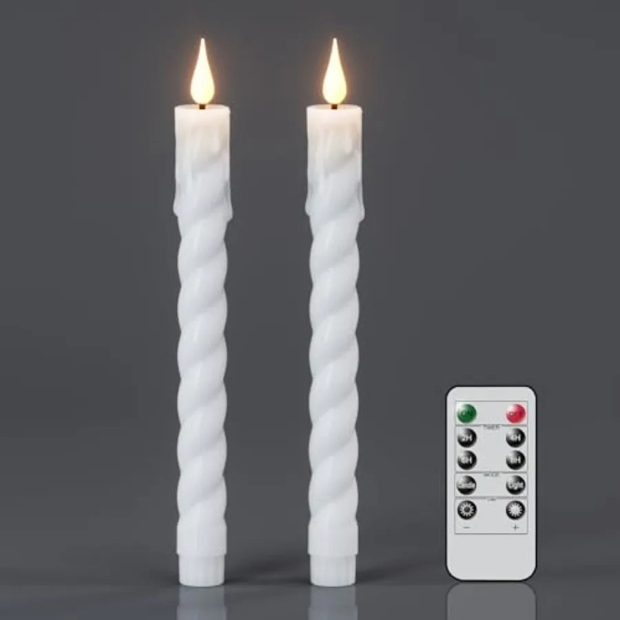 Plastic Flameless Taper Candles With Remote Timer Battery Operated