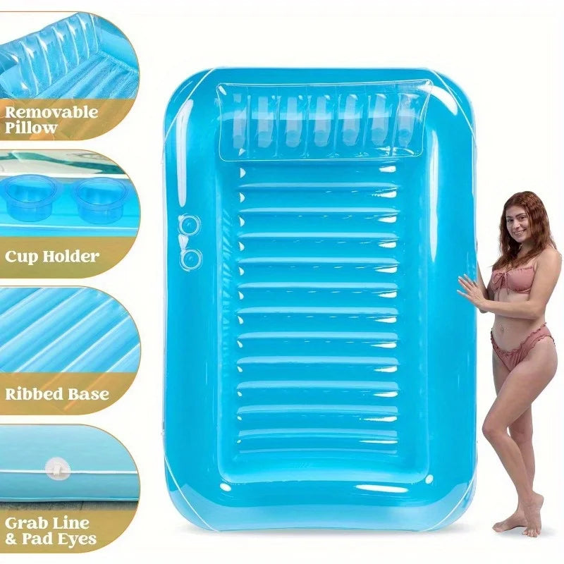 JOYFY Inflatable Pool Lounger Float With Pillow For Sunbathing Adult