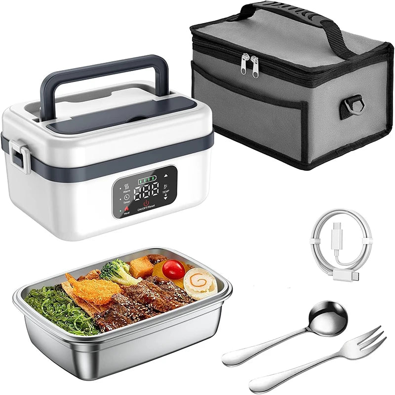 8000mAh Rechargeable Timer Heating Lunch Box With Fork And Spoon