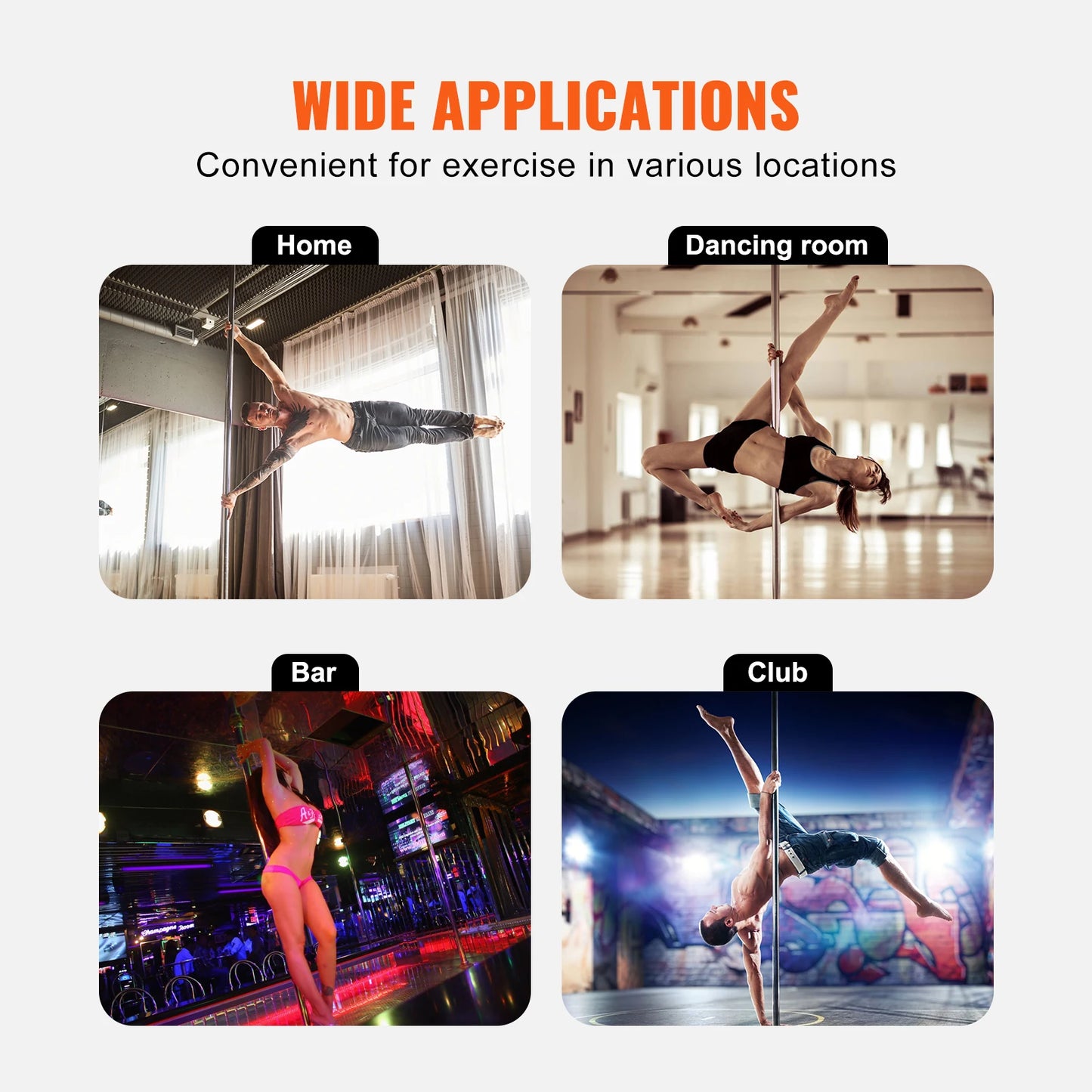 SucceBuy Professional Dancing Pole Kit Portable Spinning And Static Pole