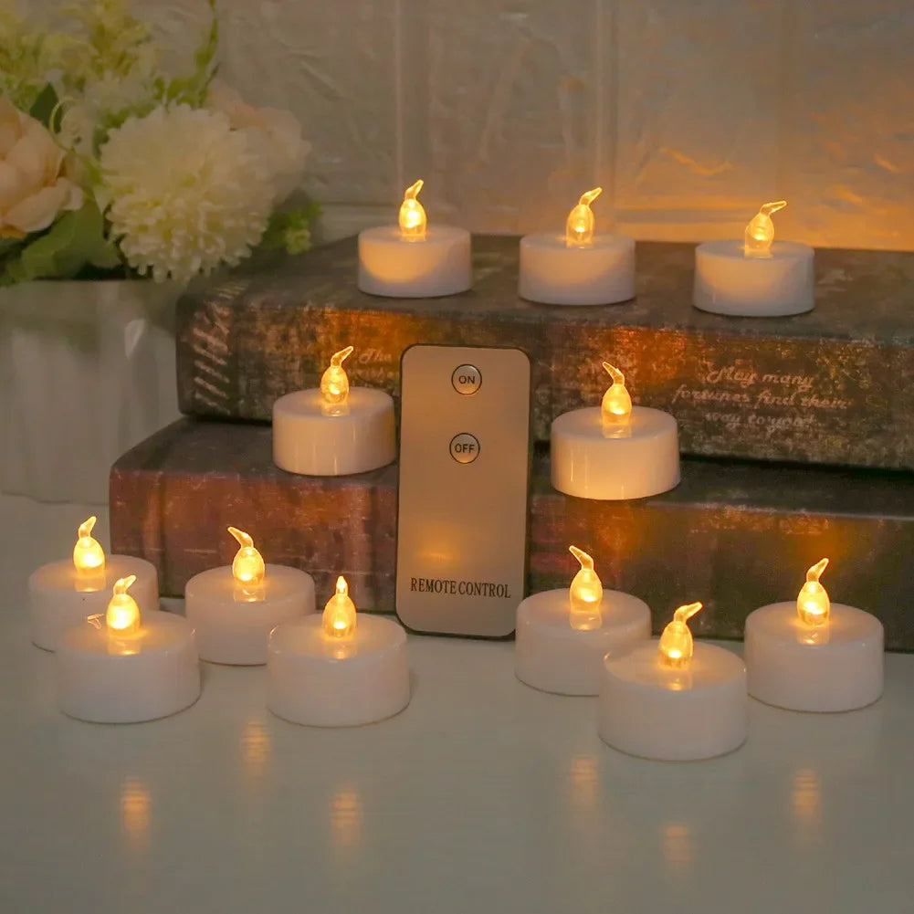 LED Tea Light Candles Flickering Battery Operated Tealights Christmas Decor