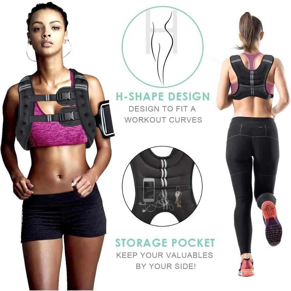 Adjustable Weighted Vest Reflective Stripe For Training And Cardio