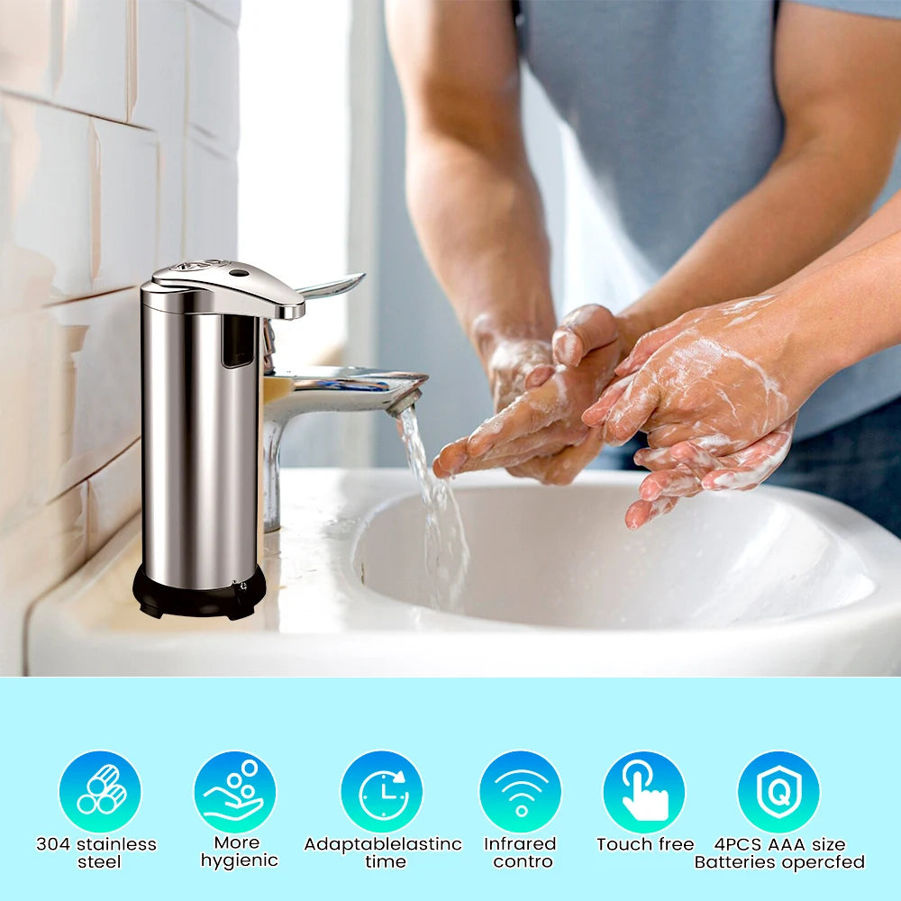 Automatic Touchless Stainless Steel Soap Dispenser With Infrared Sensor
