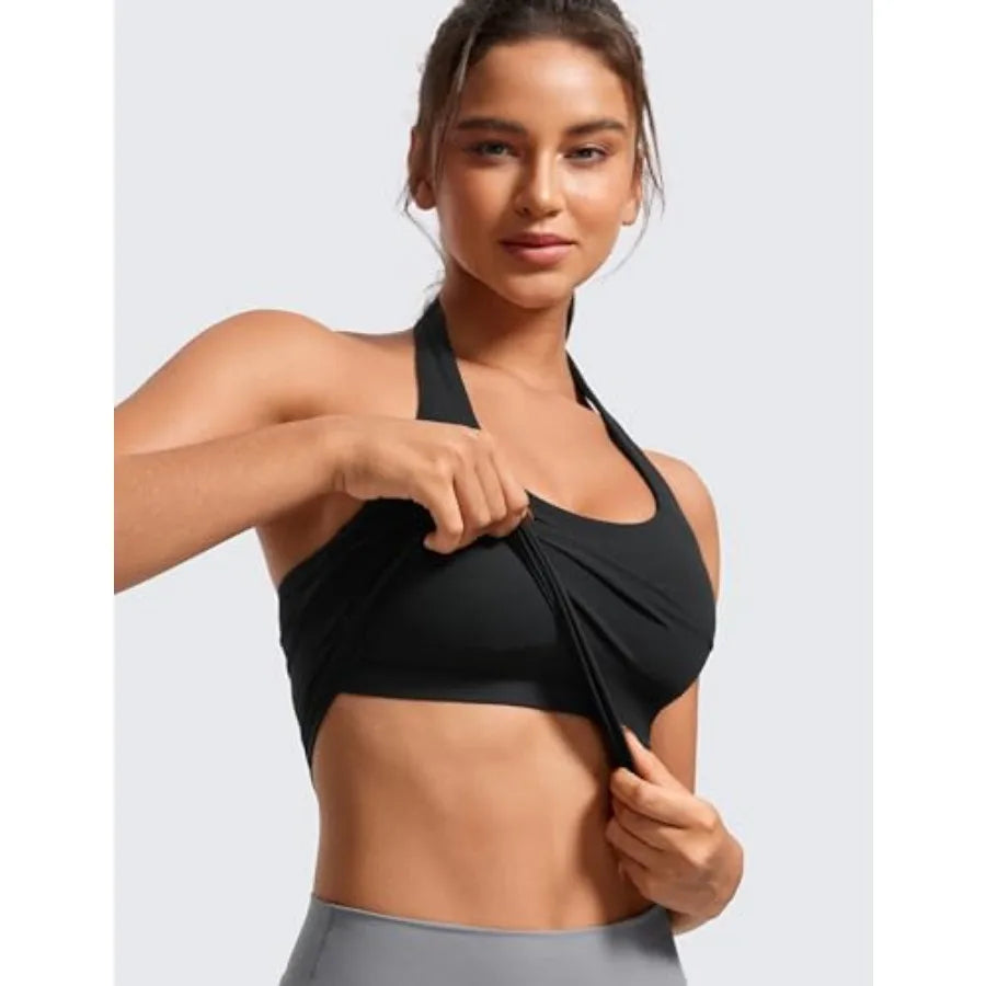 CRZ YOGA Butterluxe Halter Crop Tank For Women Workout Top