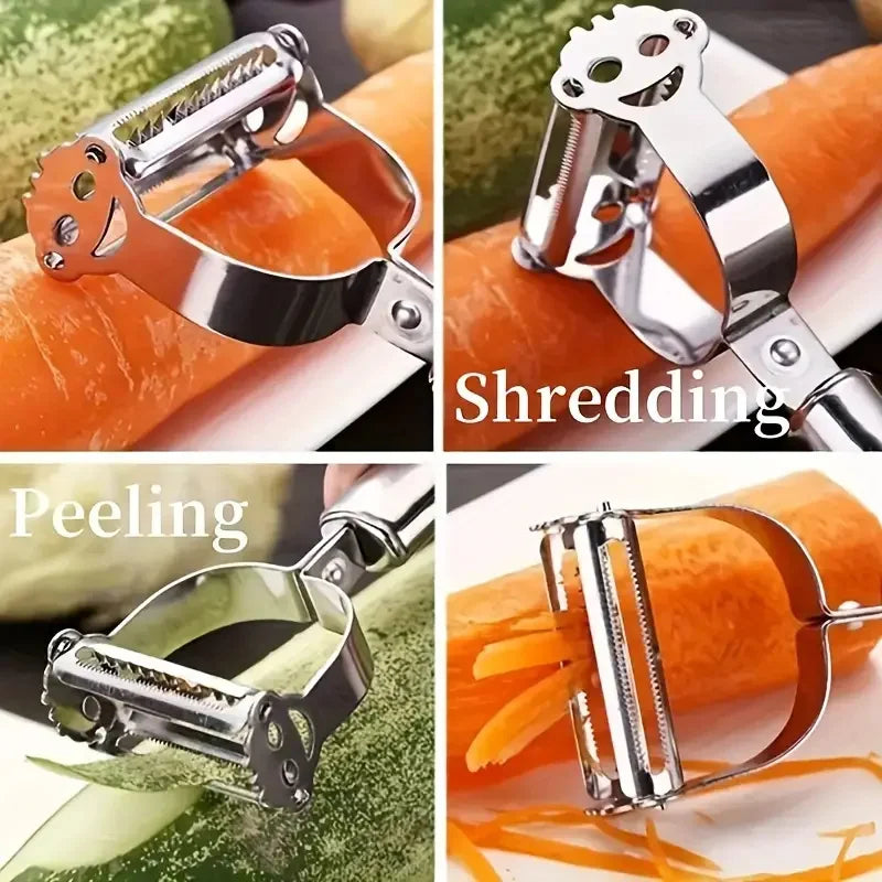 Stainless Steel Vegetable Peeler With Julienne Slicer And Shredder