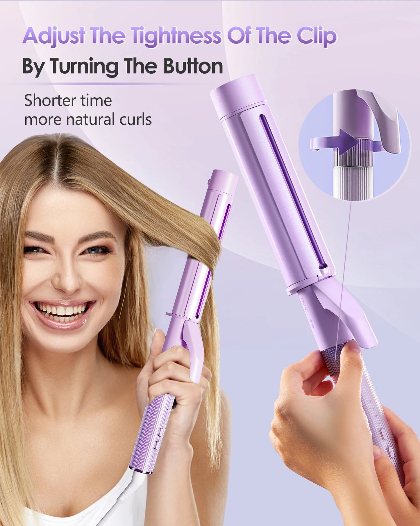 Novus Tourmaline Ceramic Ionic Curling Wand for Professional Hair