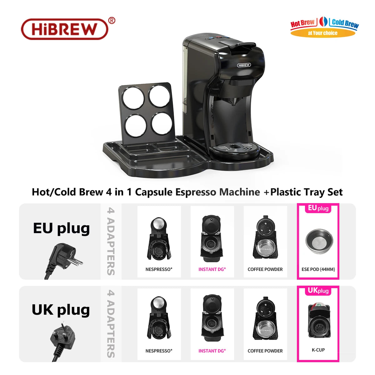 HiBREW 4In1 Espresso Coffee Maker Nespresso Dolce Gusto Compatible
