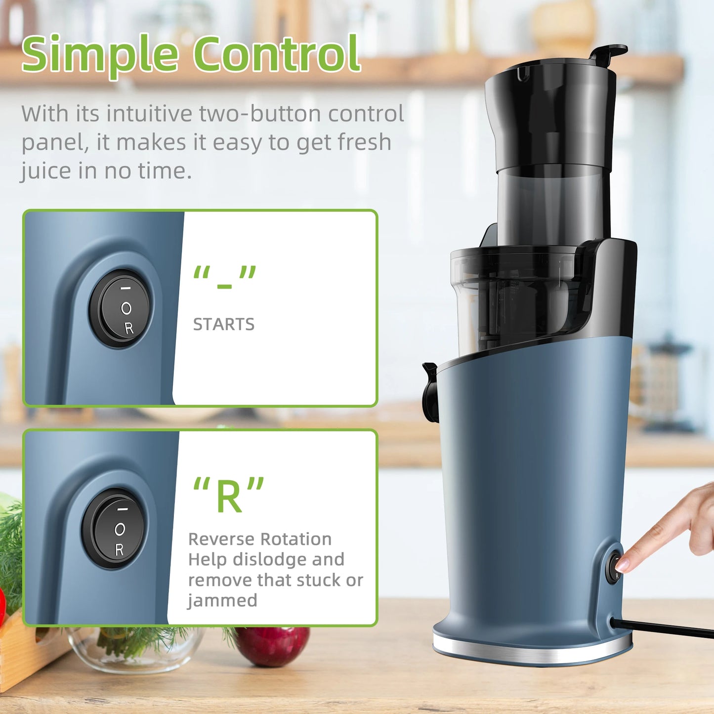 Biolomix Cold Press Juicer Slow Masticating 200W Fits Whole Fruits
