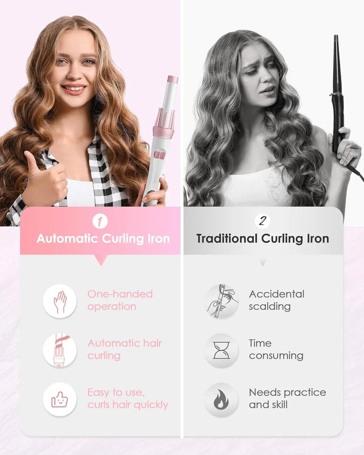 NOVUS Automatic Curling Iron With Rotating Barrel And Dual Voltage
