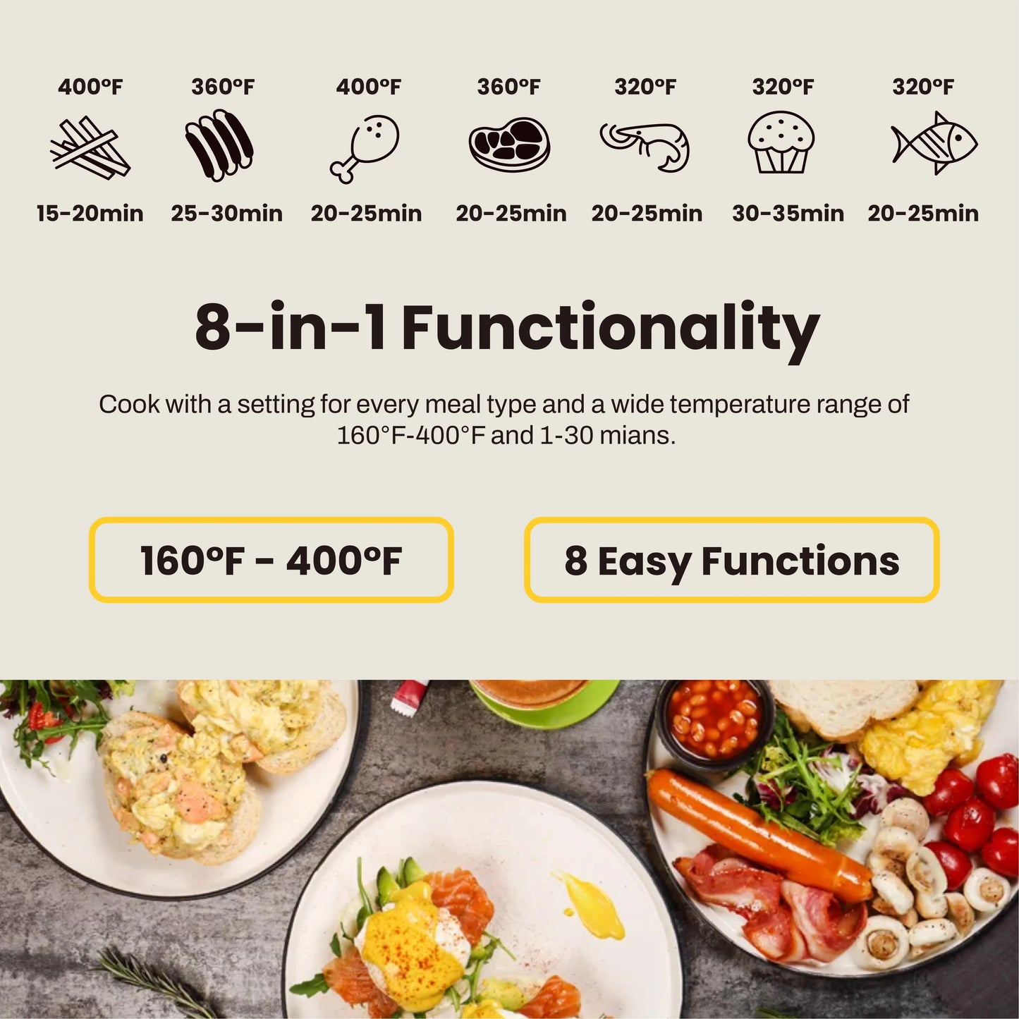 MIRASTON Digital Air Fryer With Smart Touchscreen And 8 Presets