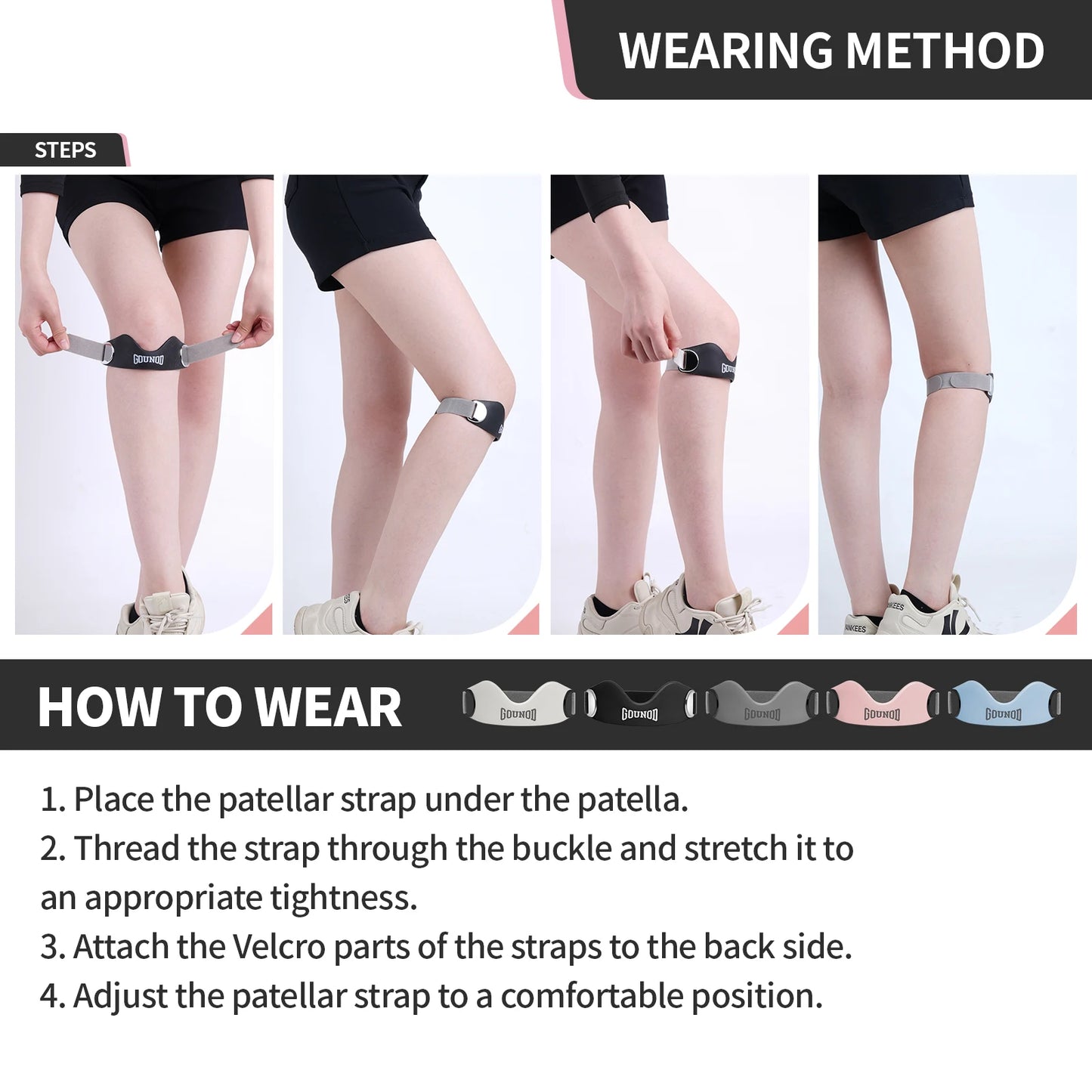 GOUNOD Silicone Patellar Tendon Support Strap for Knee Pain Relief
