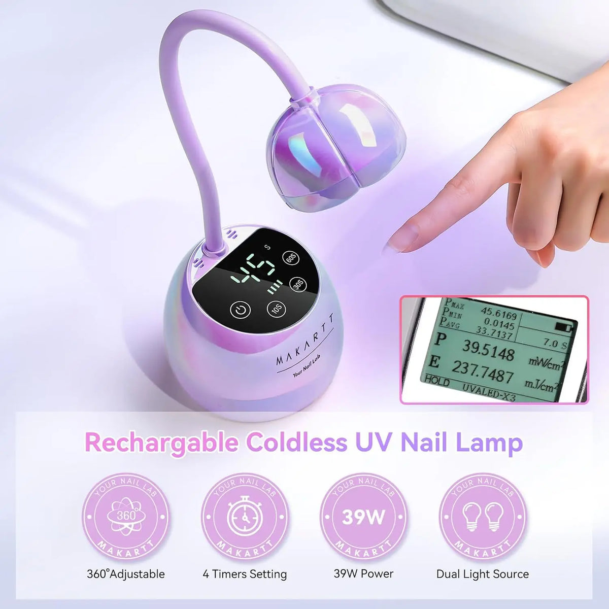 Makartt Gooseneck Cordless LED Nail Lamp With Auto Sensor