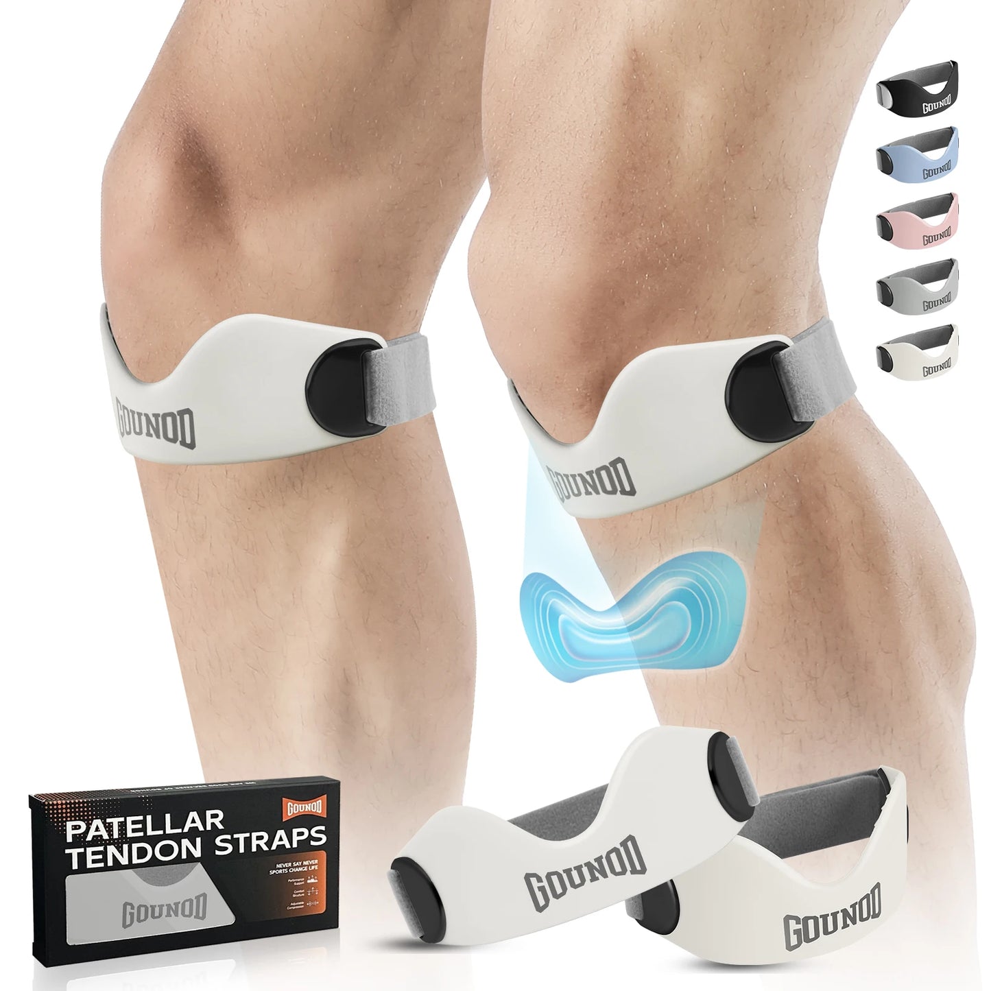 GOUNOD Silicone Patellar Tendon Support Strap for Knee Pain Relief