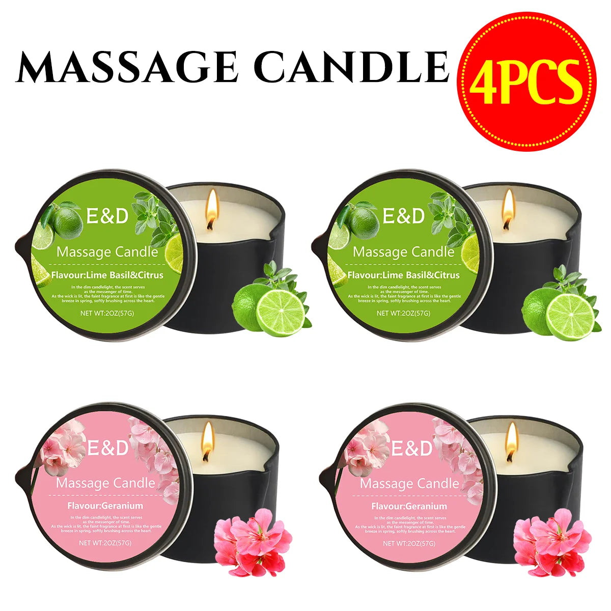EVODUCK Massage Oil Candle With Essential Oils Scent Soy Wax