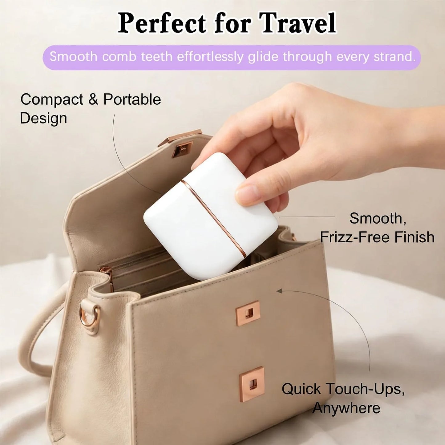 Mini Cordless Hair Straightener Brush USB Rechargeable Travel Styling Tool