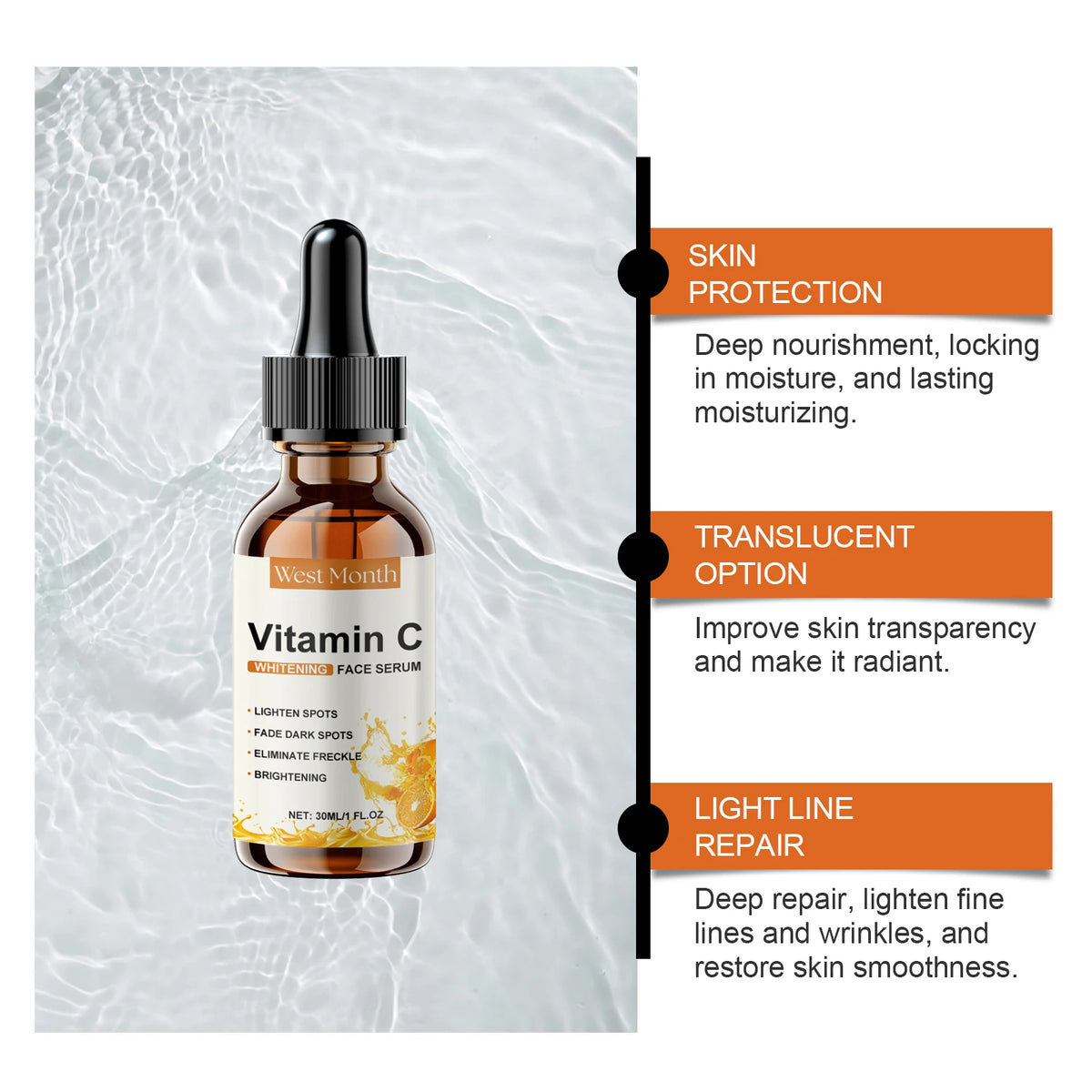 Vitamin C Hyaluronic Acid Brightening Facial Serum For Dark Spots