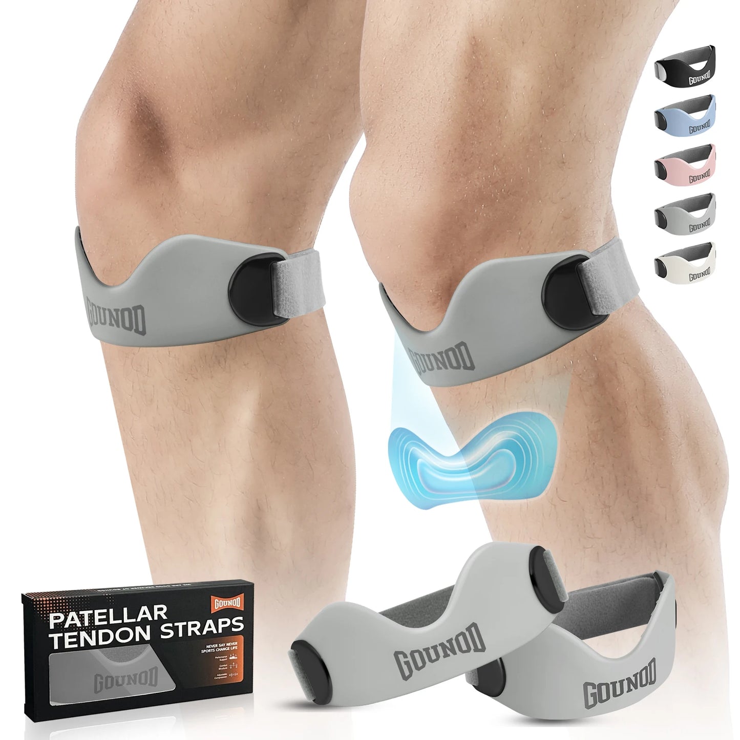 GOUNOD Silicone Patellar Tendon Support Strap for Knee Pain Relief