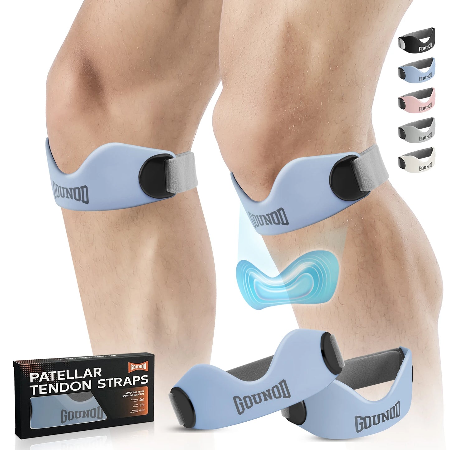 GOUNOD Silicone Patellar Tendon Support Strap for Knee Pain Relief