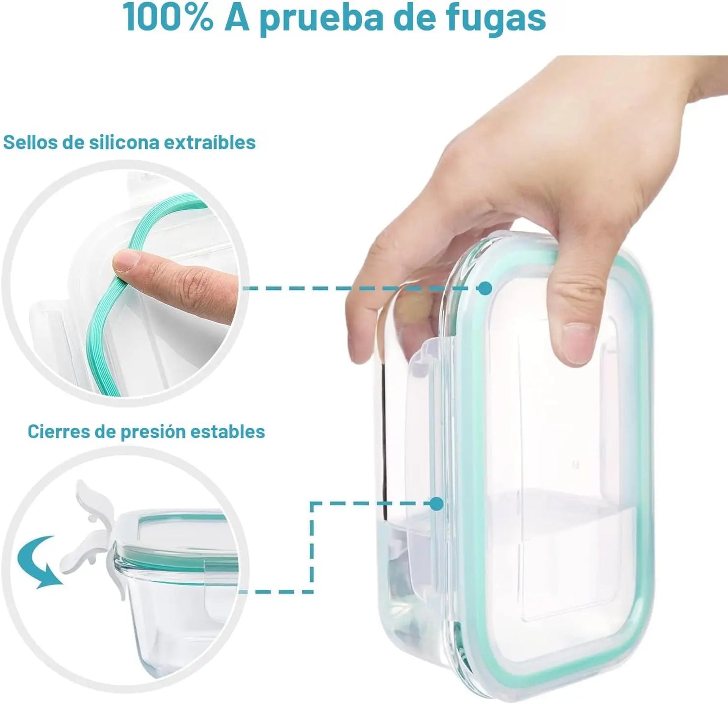 Glass Food Storage Containers With Airtight Snap Lock Lids For Meal Prep