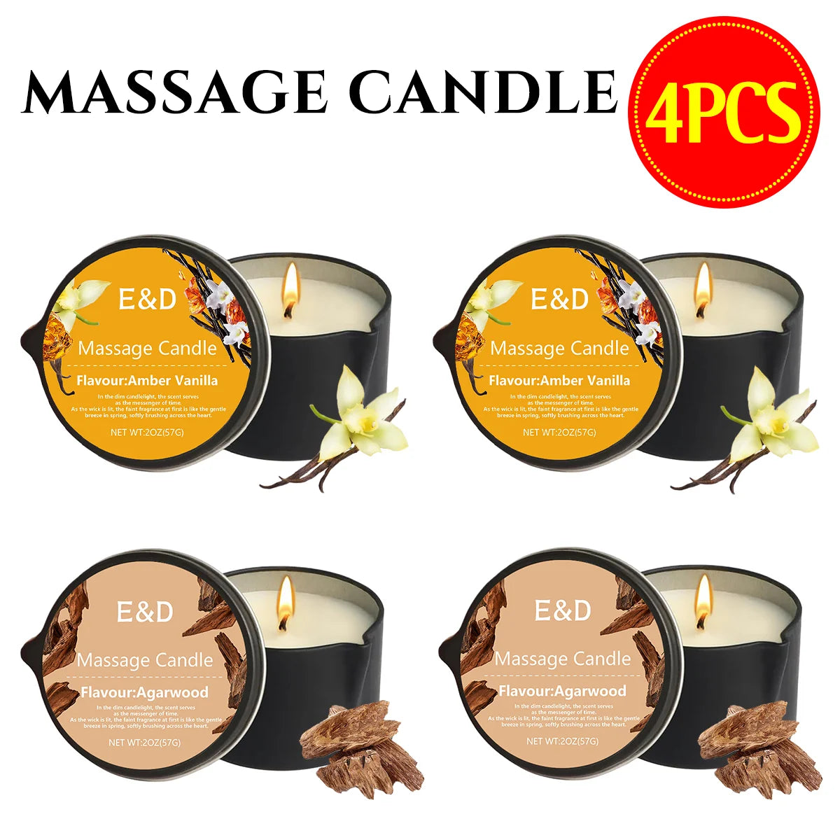 EVODUCK Massage Oil Candle With Essential Oils Scent Soy Wax