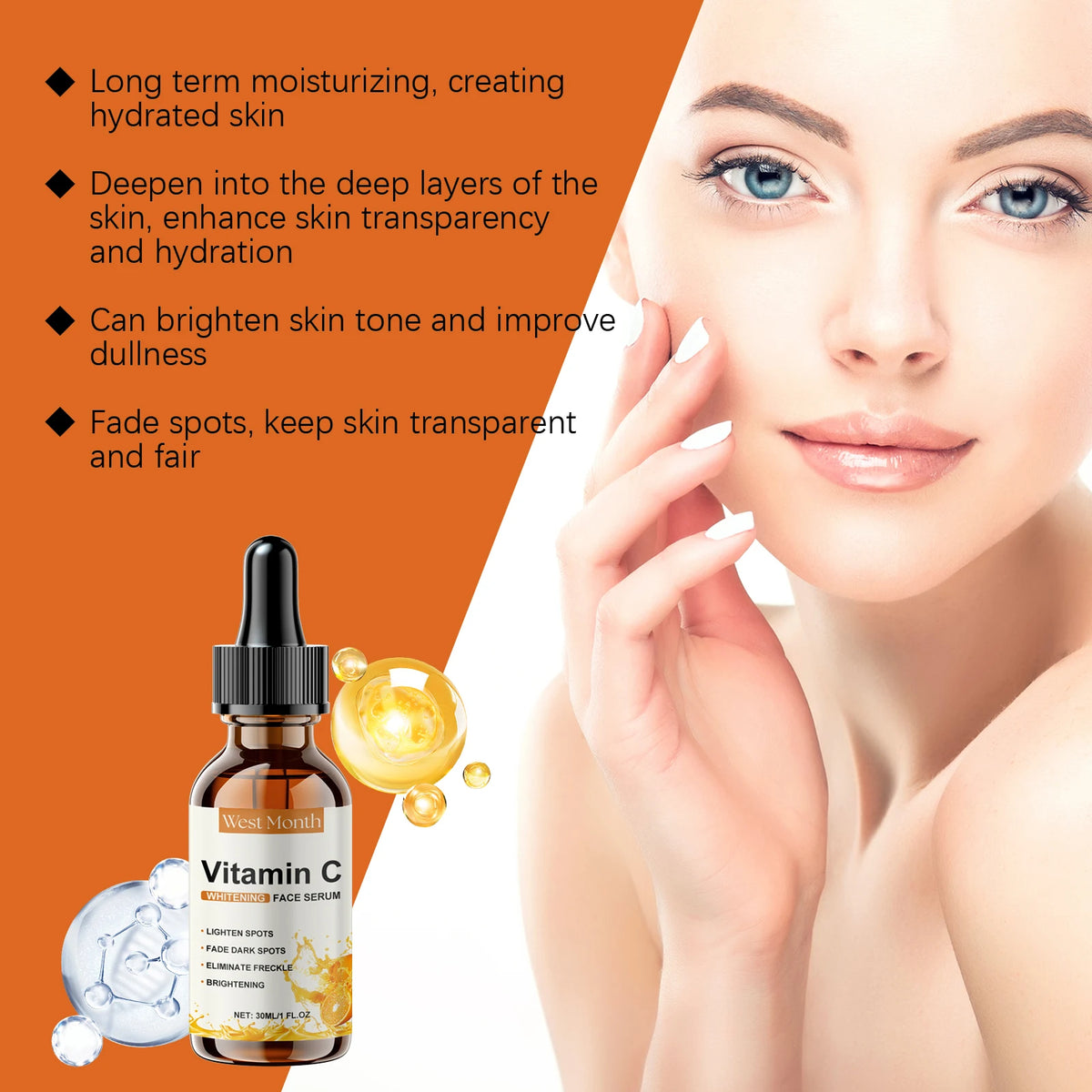 Vitamin C Hyaluronic Acid Brightening Facial Serum For Dark Spots