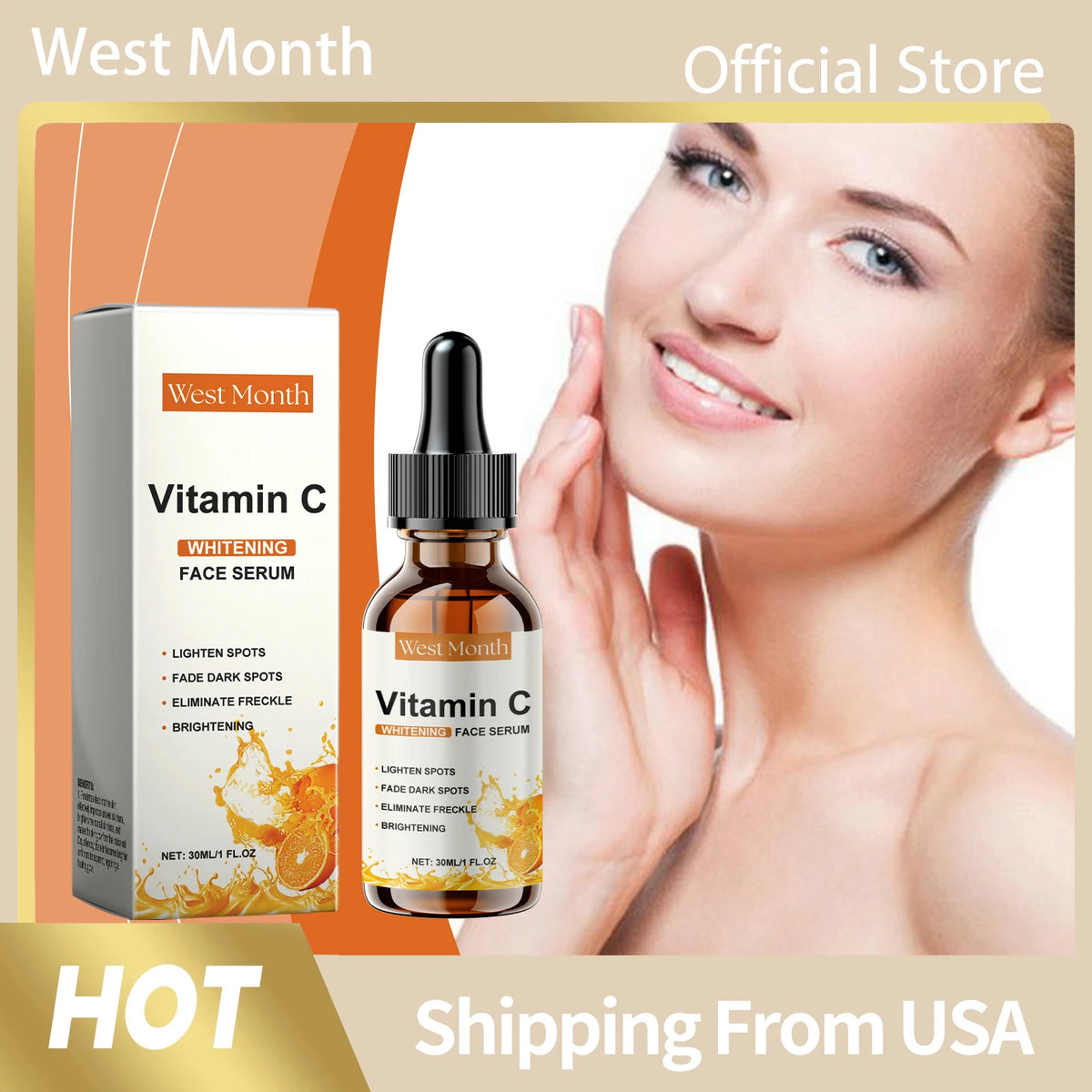 Vitamin C Hyaluronic Acid Brightening Facial Serum For Dark Spots