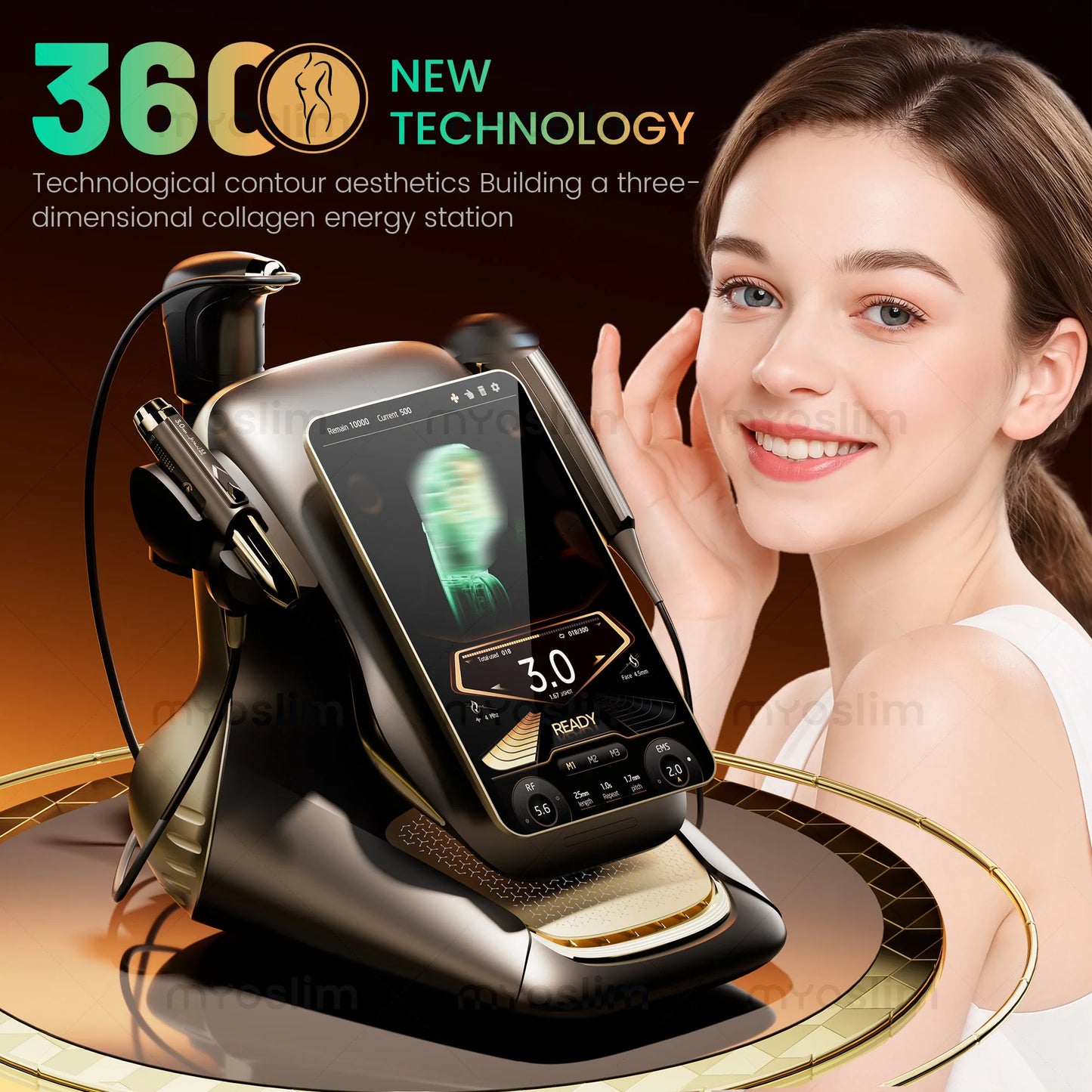 MYOSLIM Portable 360 Max RF EMS 3in1 Facial Beauty Device