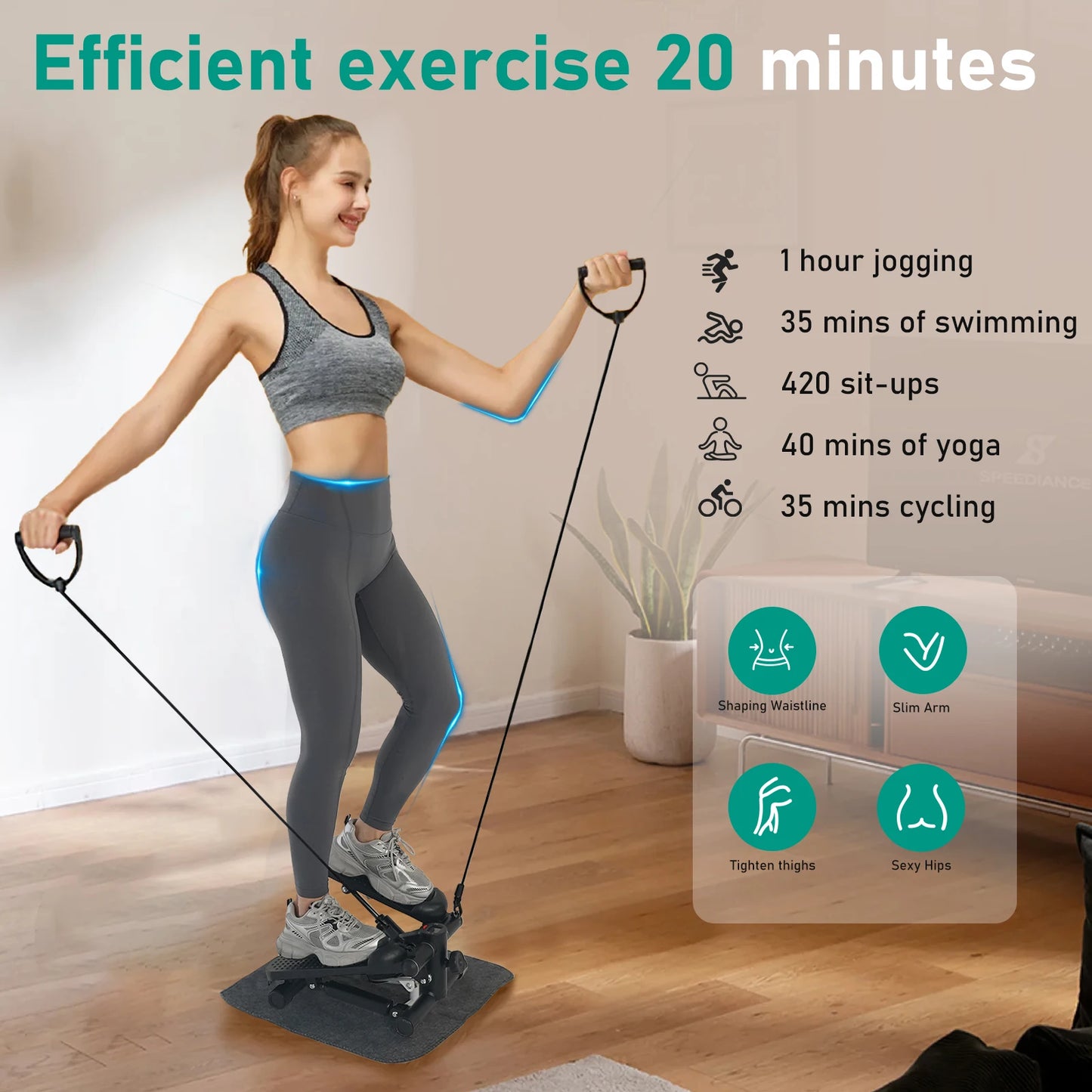 HIEE Desk Pedal Exerciser With LCD Monitor And Resistance Bands
