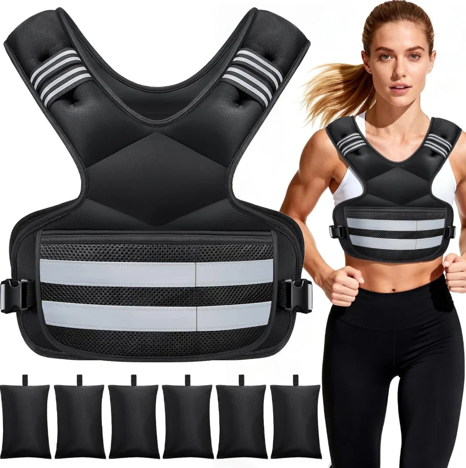 Adjustable Removable Weighted Vest 4-11lb 11-18lb 20-32lb Reflective Breathable