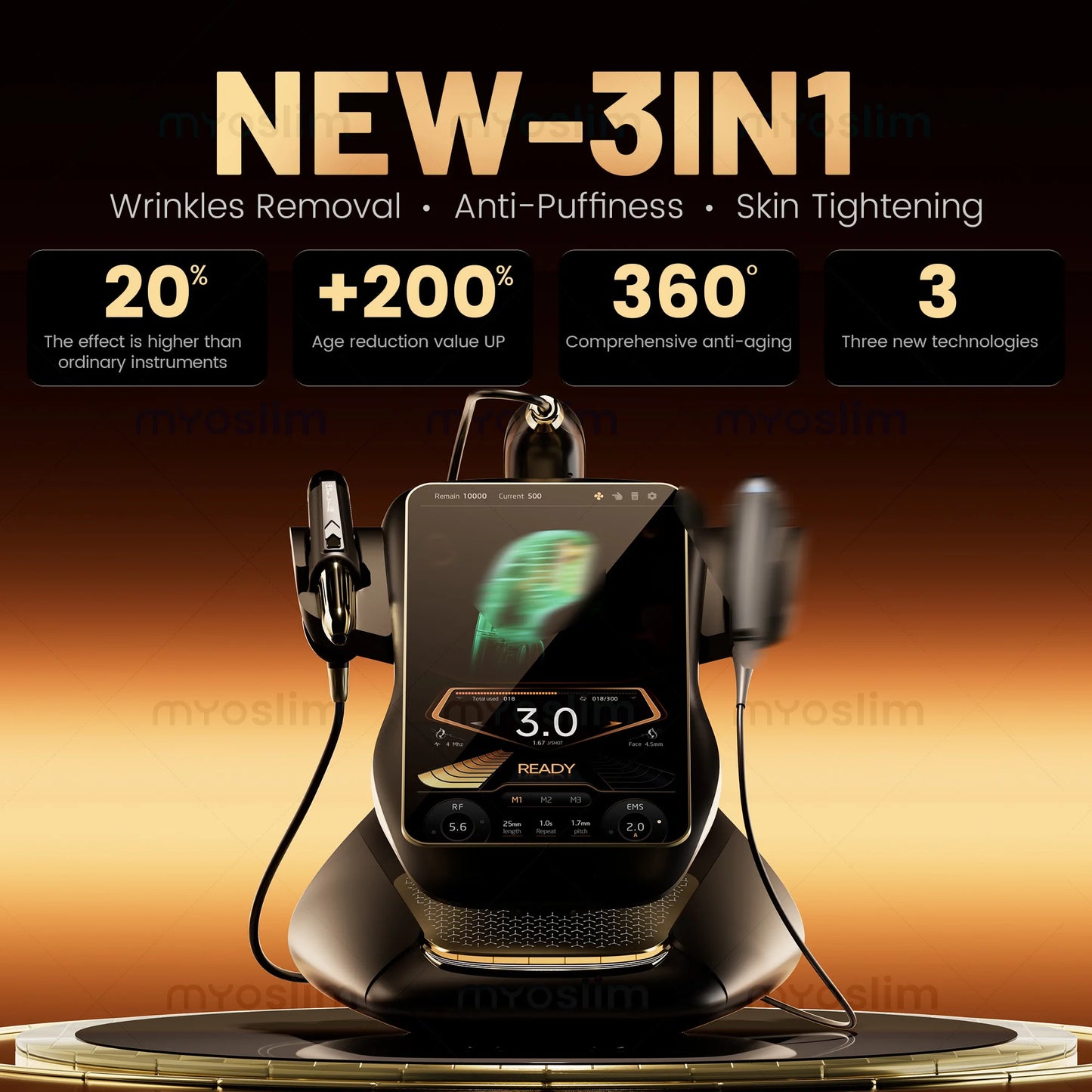 MYOSLIM Portable 360 Max RF EMS 3in1 Facial Beauty Device