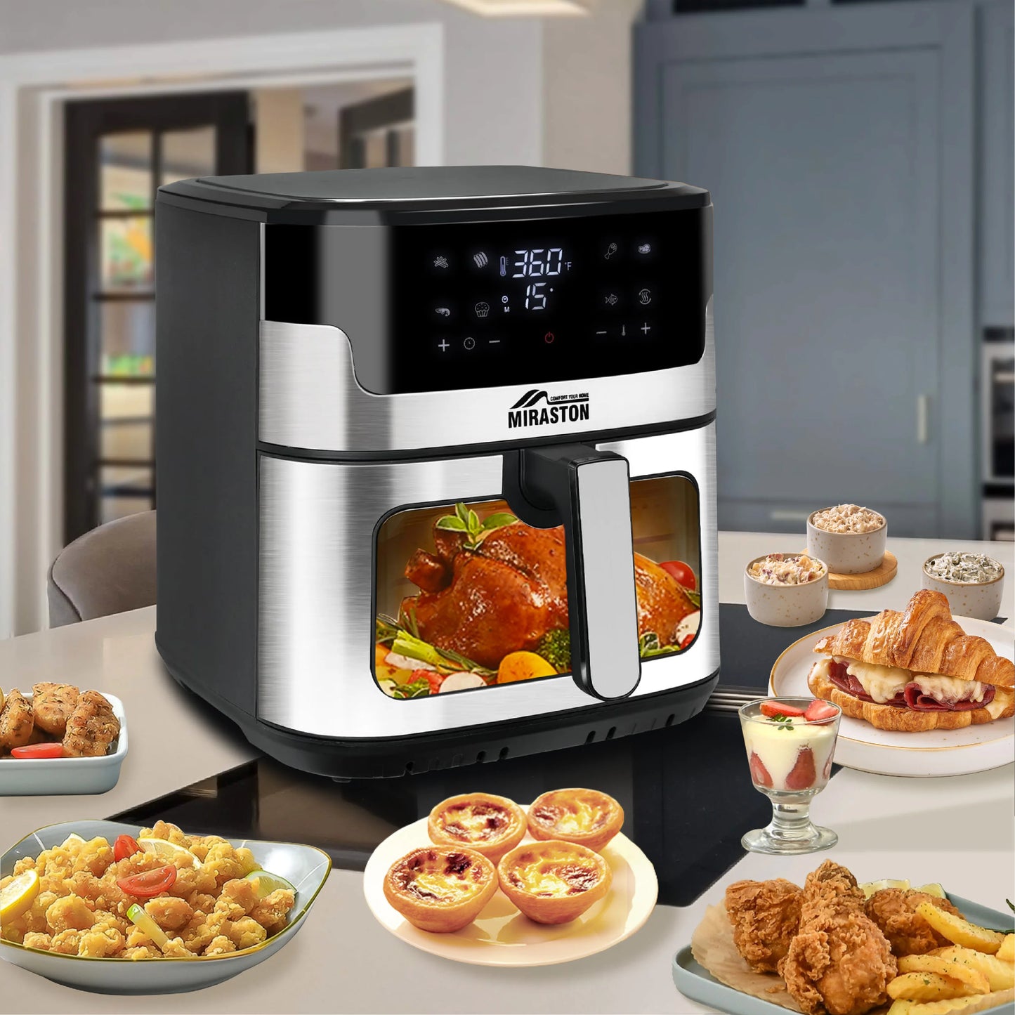 MIRASTON Digital Air Fryer With Smart Touchscreen And 8 Presets