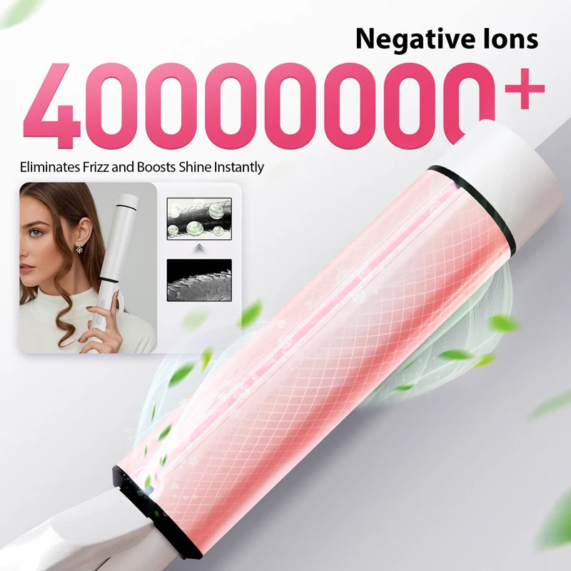 NOVUS Ceramic Tourmaline Curling Wand With 2 Clips Negative Ions