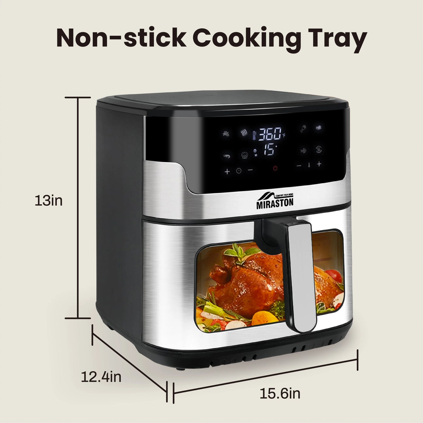 MIRASTON Digital Air Fryer With Smart Touchscreen And 8 Presets
