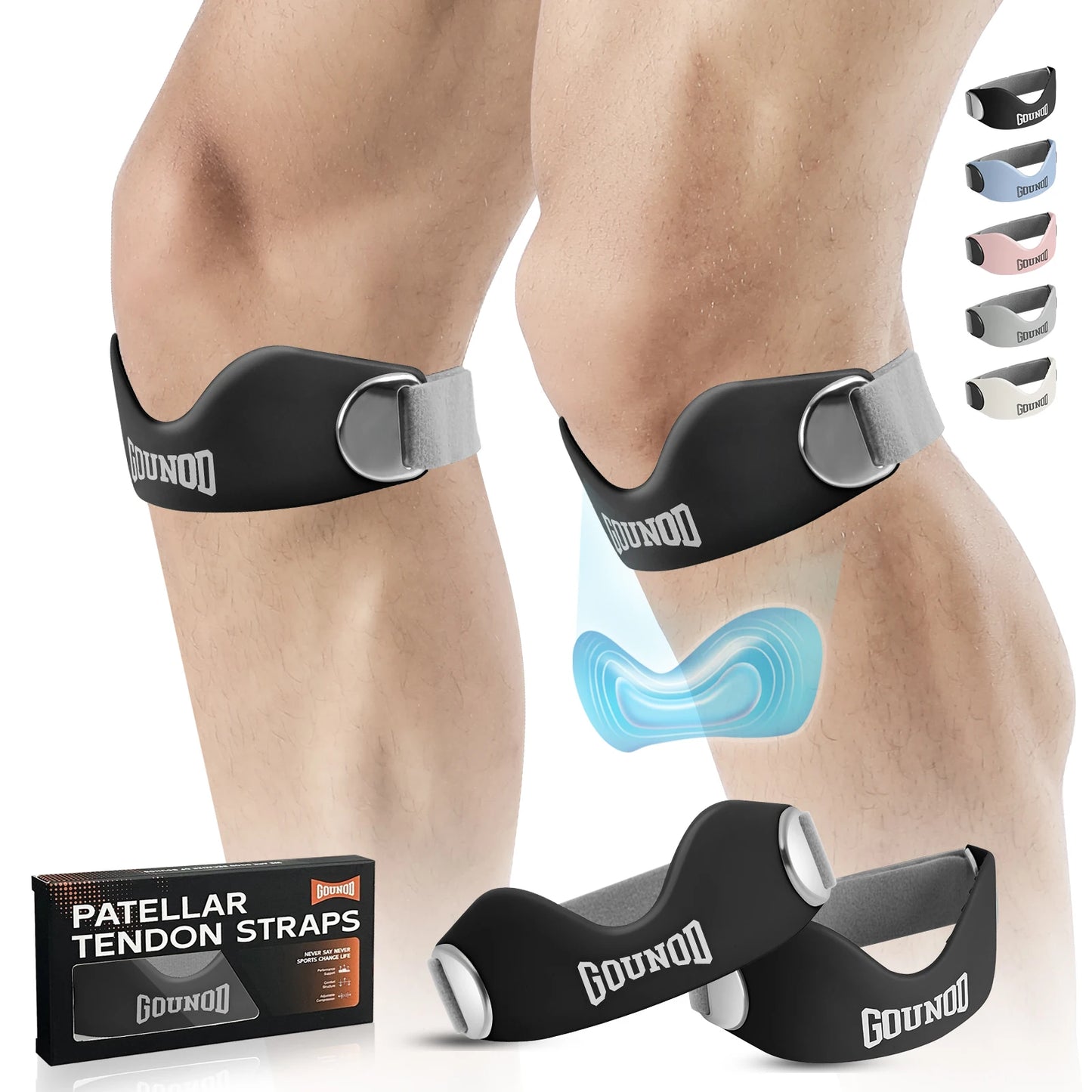 GOUNOD Silicone Patellar Tendon Support Strap for Knee Pain Relief