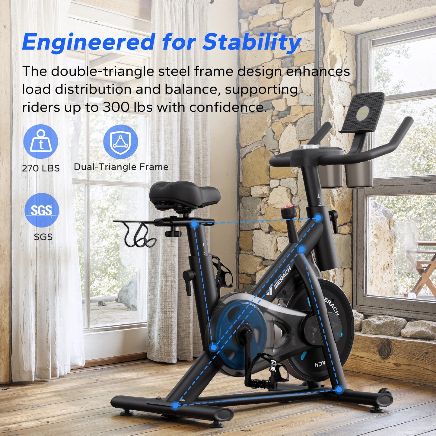 MERACH Magnetic Stationary Bike With App Bluetooth Indoor Cycling