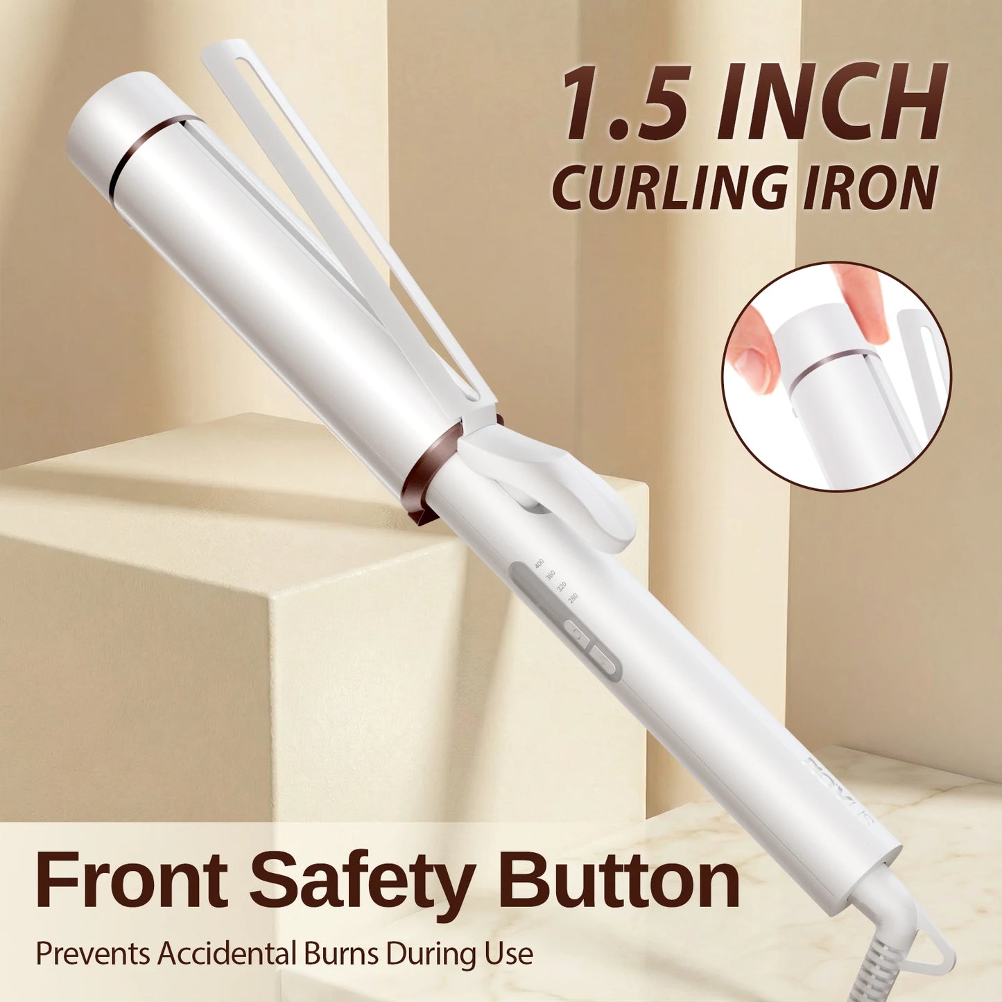 NOVUS Ceramic Tourmaline Curling Wand With 2 Clips Negative Ions