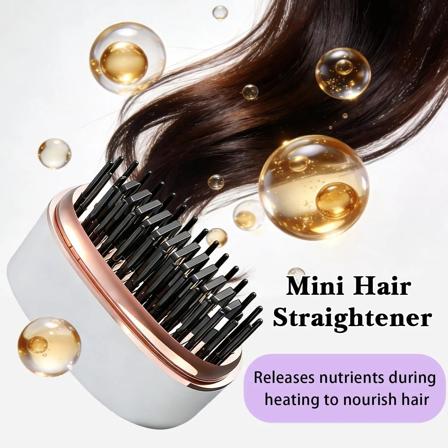 Mini Cordless Hair Straightener Brush USB Rechargeable Travel Styling Tool