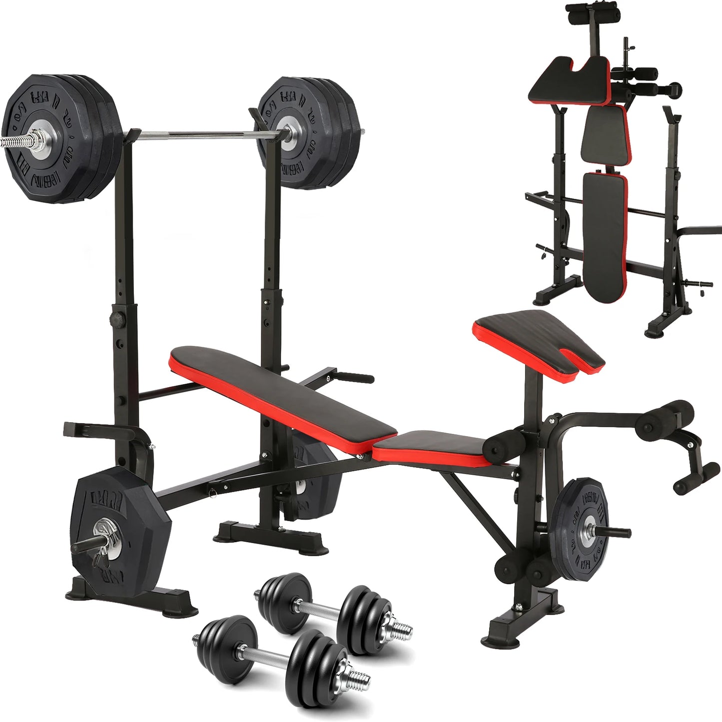 Six In One Weight Bench Set With Squat Rack And Adjustable Incline 660lb