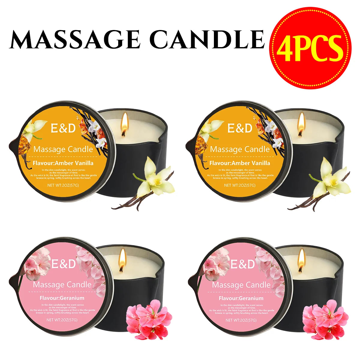 EVODUCK Massage Oil Candle With Essential Oils Scent Soy Wax