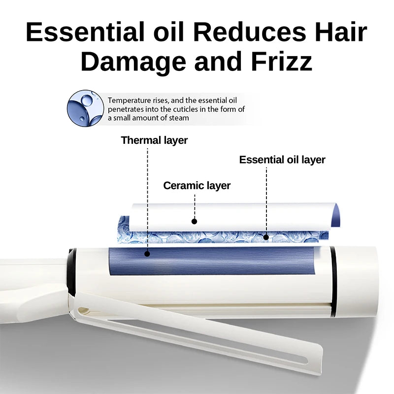 NOVUS Ceramic Tourmaline Curling Wand With 2 Clips Negative Ions